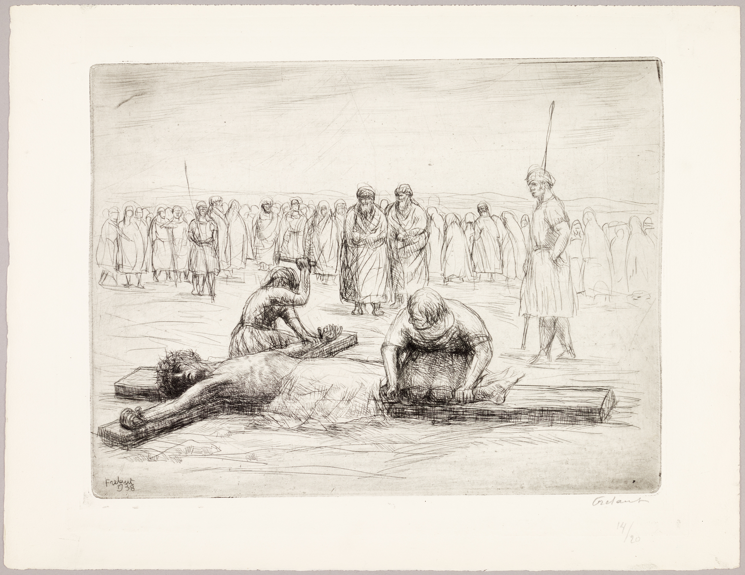 Suite du "Chemin de croix" (titre factice) ; Station XI : Jésus attaché à la Croix(titre de catalogue)_0