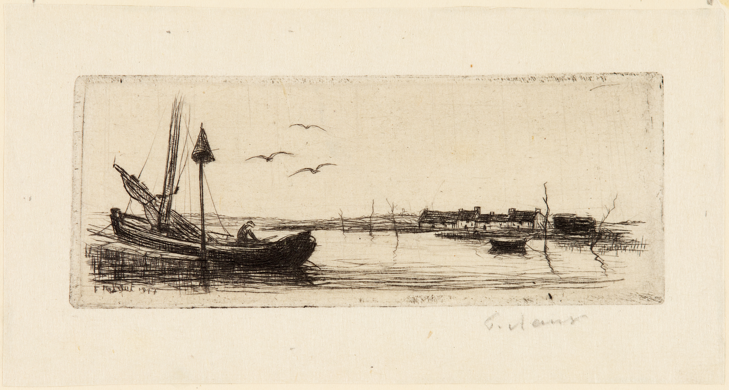 Planche pour le premier de l'an 1948(titre de catalogue) ; Le passage de Saint-Armel (titre de catalogue), Jean Frélaut, 1ère moitié 20e siècle