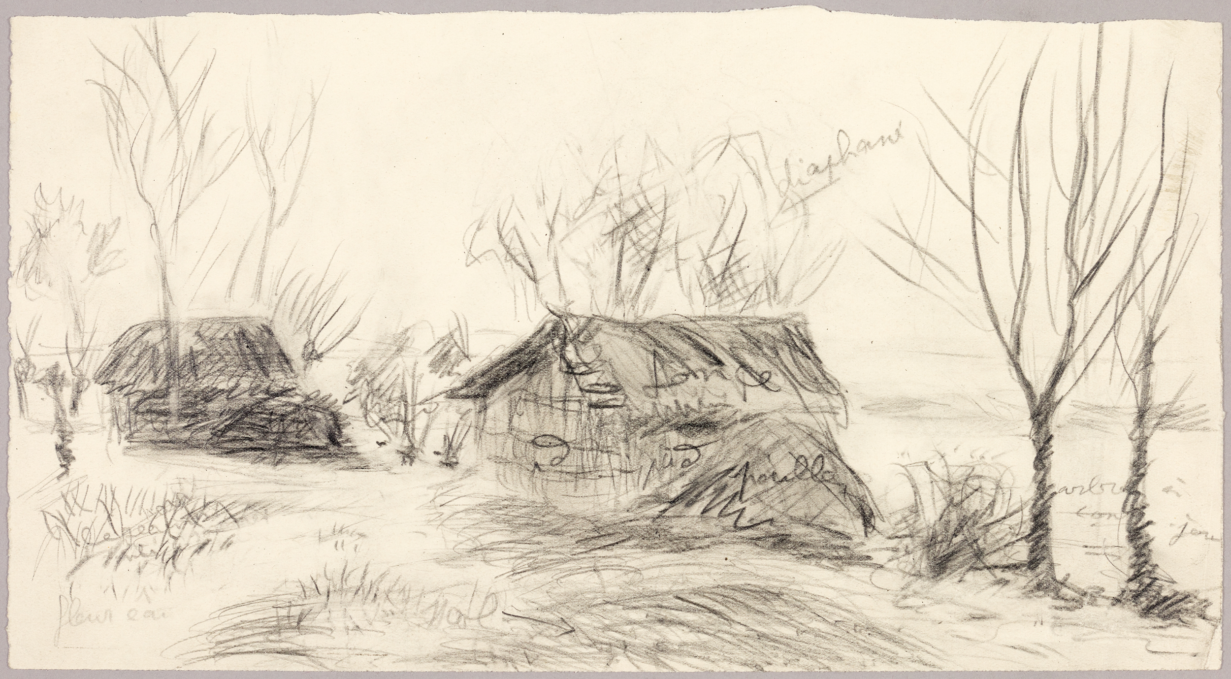 Paysage avec cabanes, Henri de Parceveaux, 20e siècle