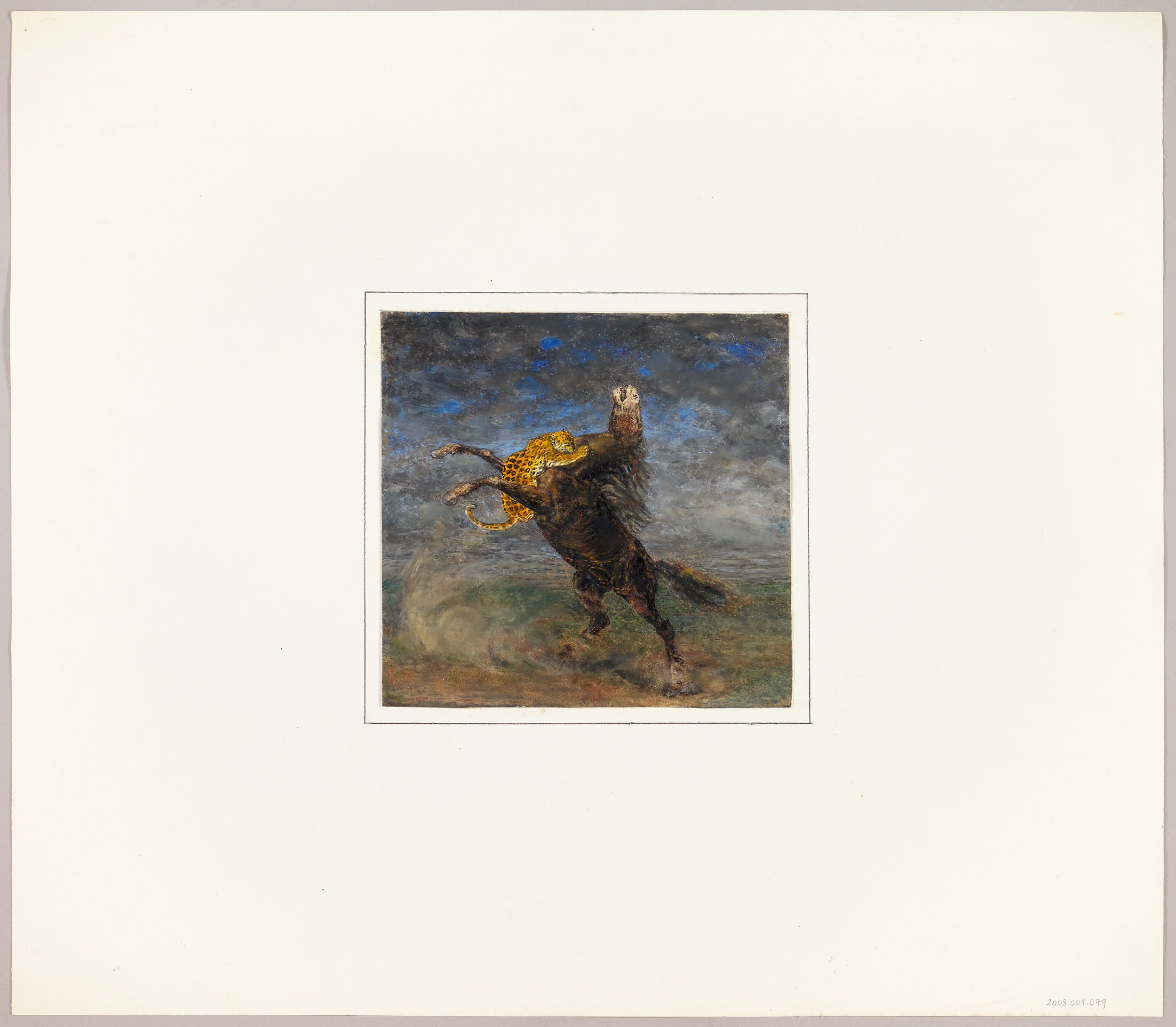 Panthère attaquant un cheval, Henri de Parceveaux, 20e siècle
