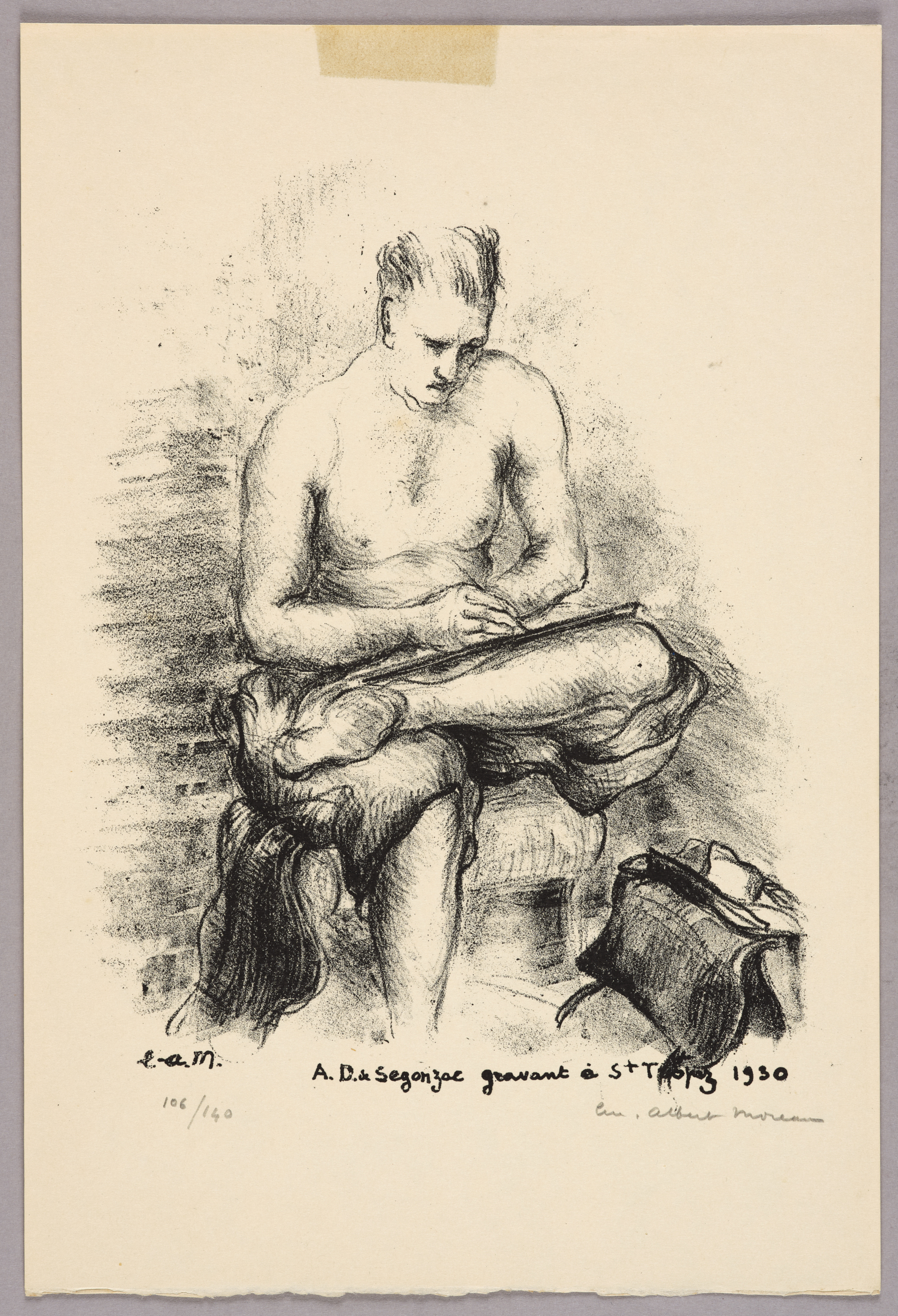 A.D de Segonzac gravant à St Tropez 1930, Luc-Albert Moreau, 1930