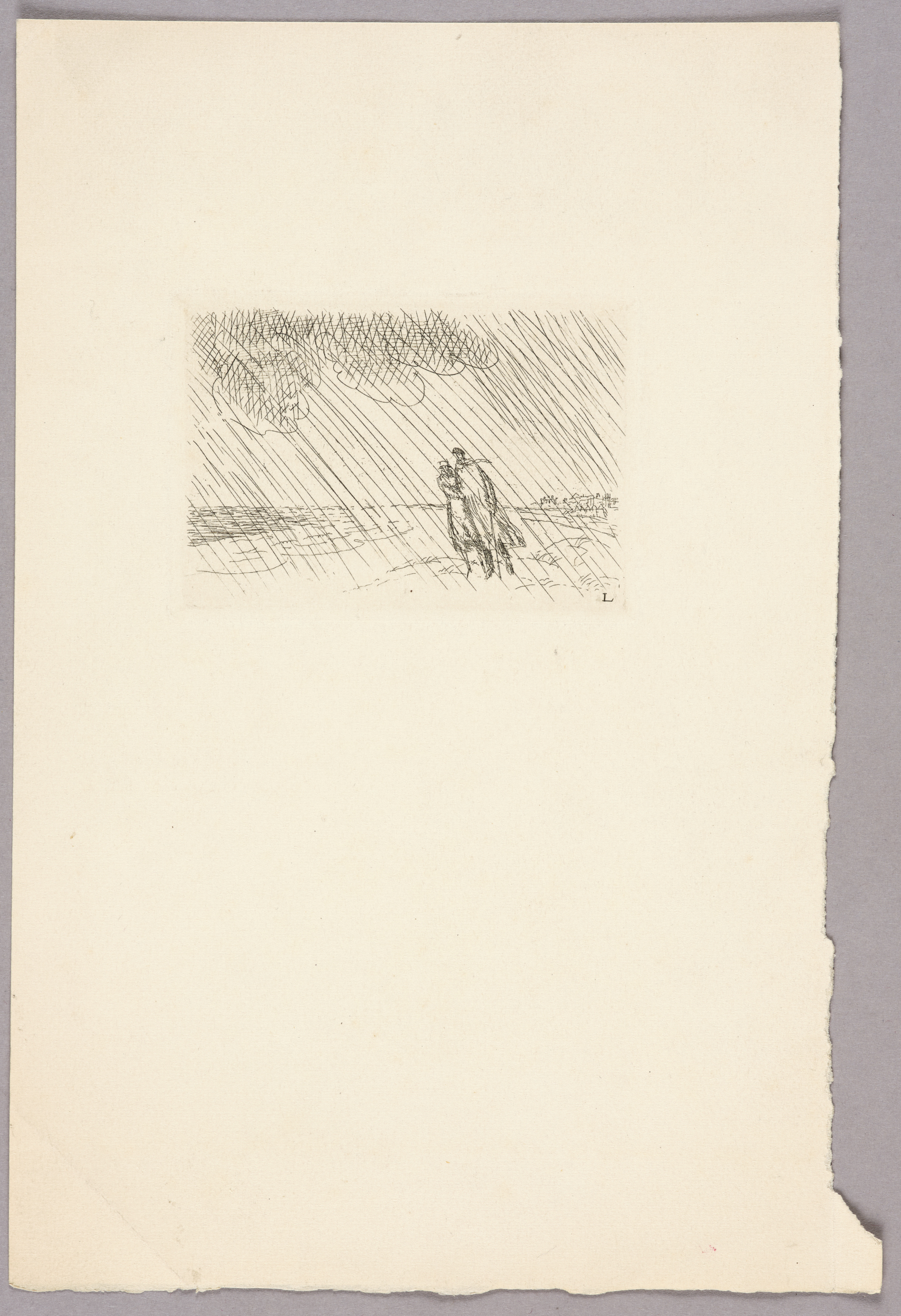 La pluie sur la plage (petite planche), Jean-Émile Laboureur, 1920
