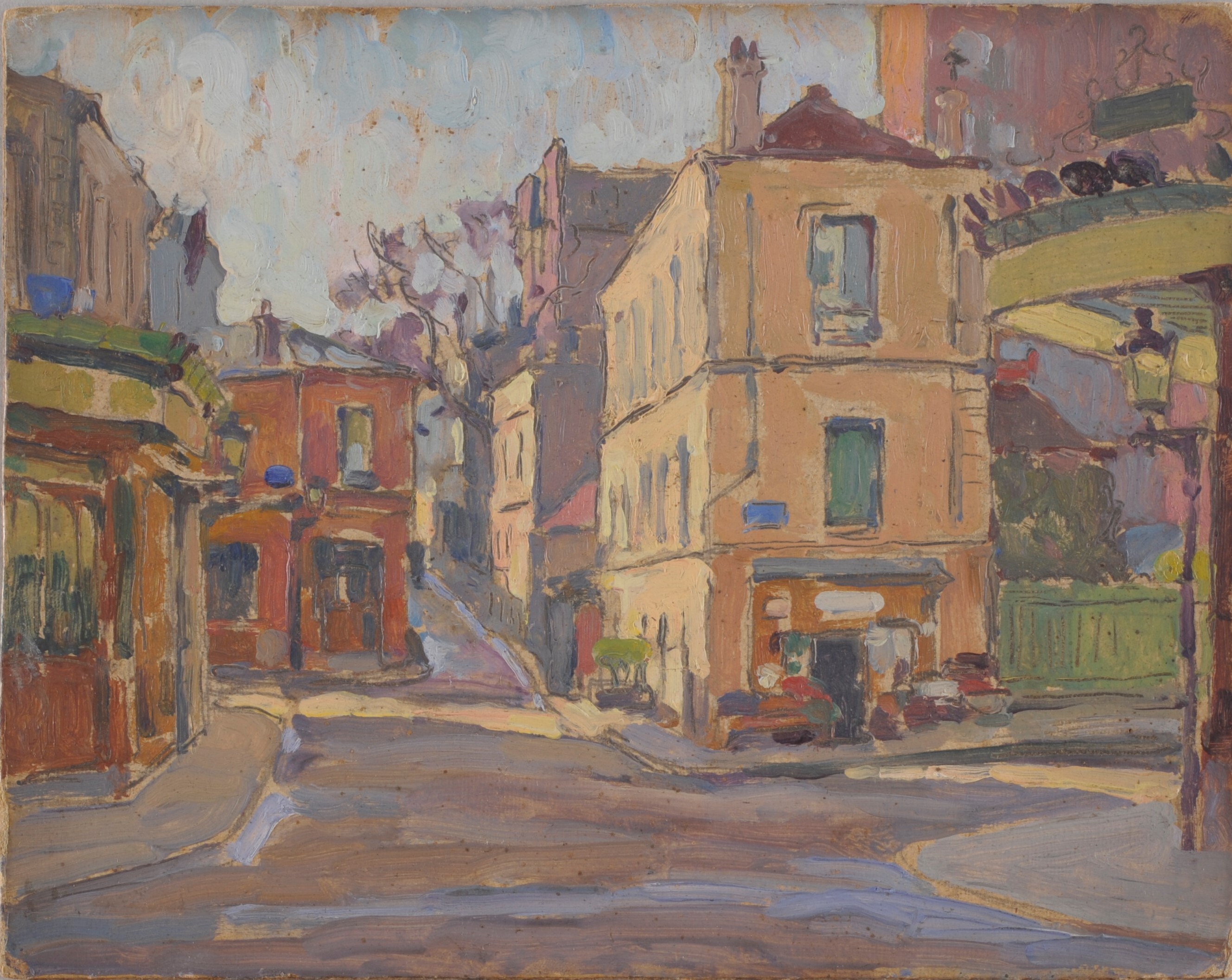 Une place de Paris ; Paysage (verso), Jeanne-Marie Barbey