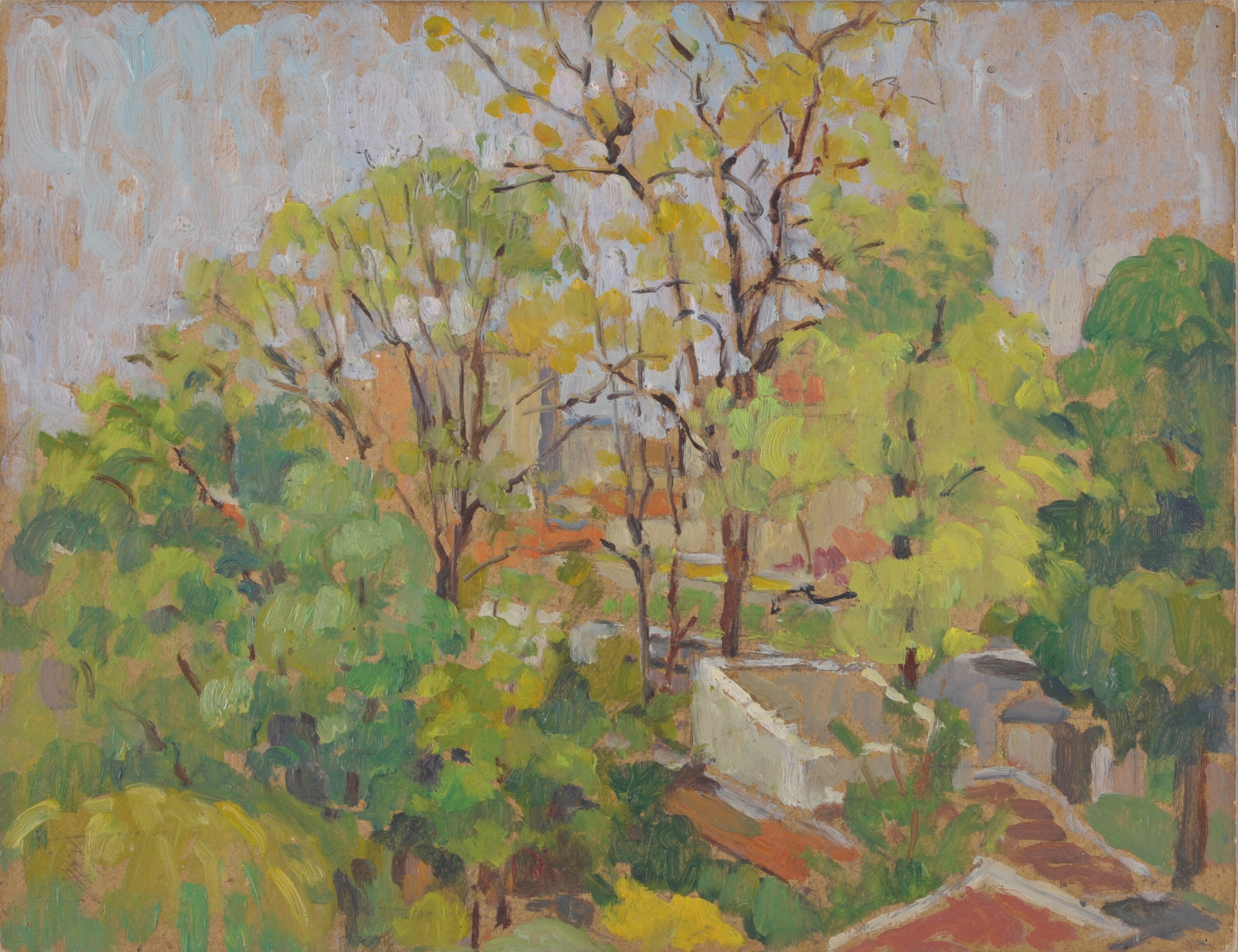 Paysage de Bagnolet ; Intérieur d'église (verso), Jeanne-Marie Barbey, 1ère moitié 20e siècle