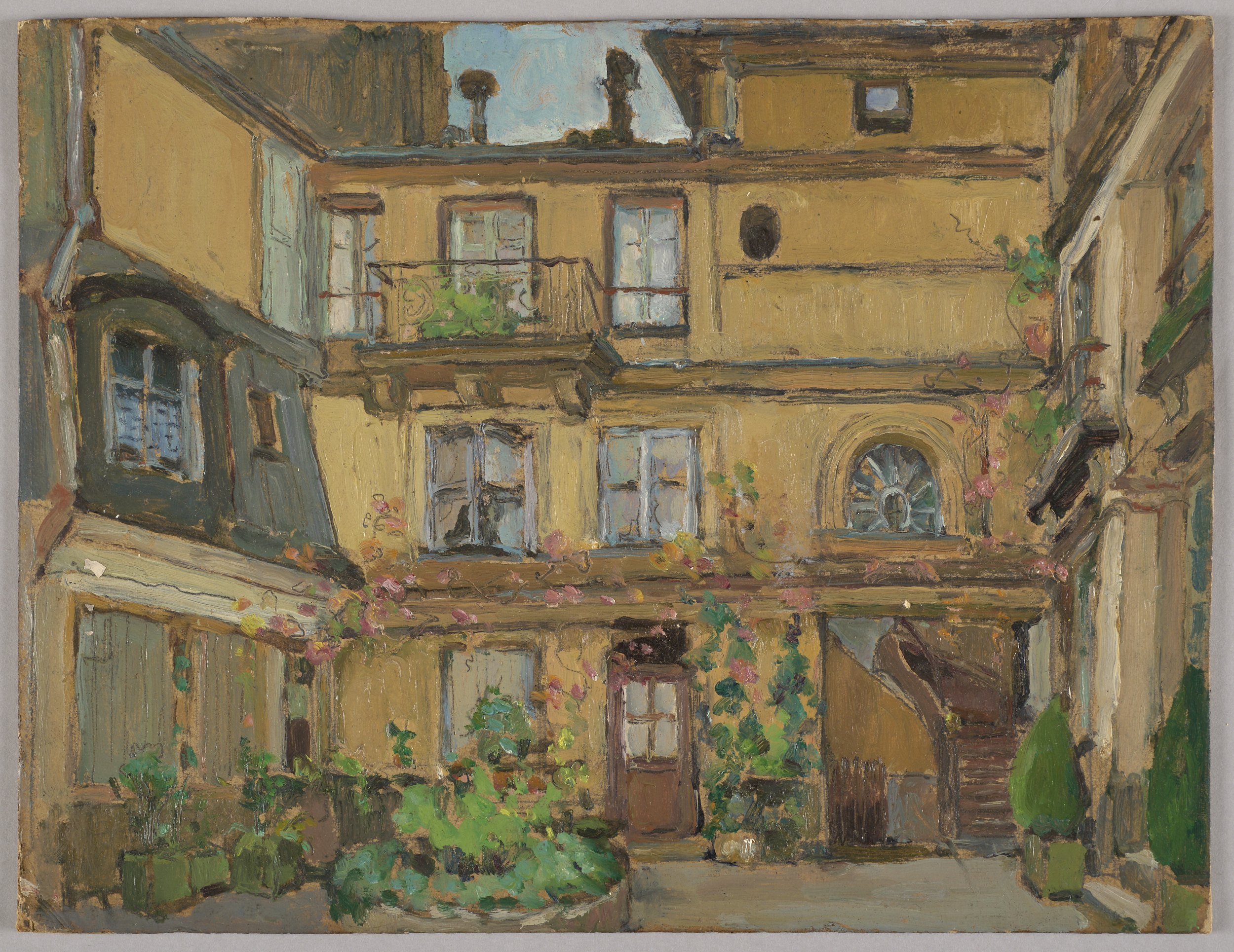 Cour intérieur à Paris ; Paysage de Bretagne (verso), Jeanne-Marie Barbey