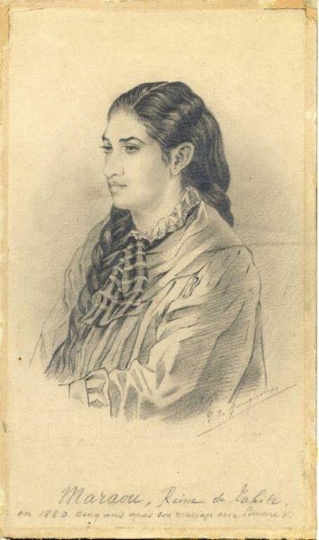 Maraou, reine de Tahiti en 1880, cinq ans après son mariage avec Pomare V, de Jonquières Eugène de Fauque