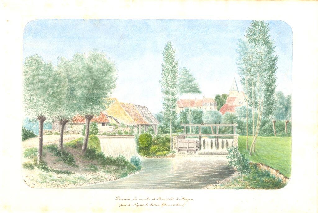 Déversoir du moulin de Beaudolet, à Margon, près de Nogent-le-Rotrou, Louis Auguste Jubault, 1882