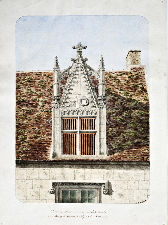 Lucarne d’une maison architecturale, rue Bourg-le-Comte, à Nogent-le-Rotrou, Louis Auguste Jubault, 1878