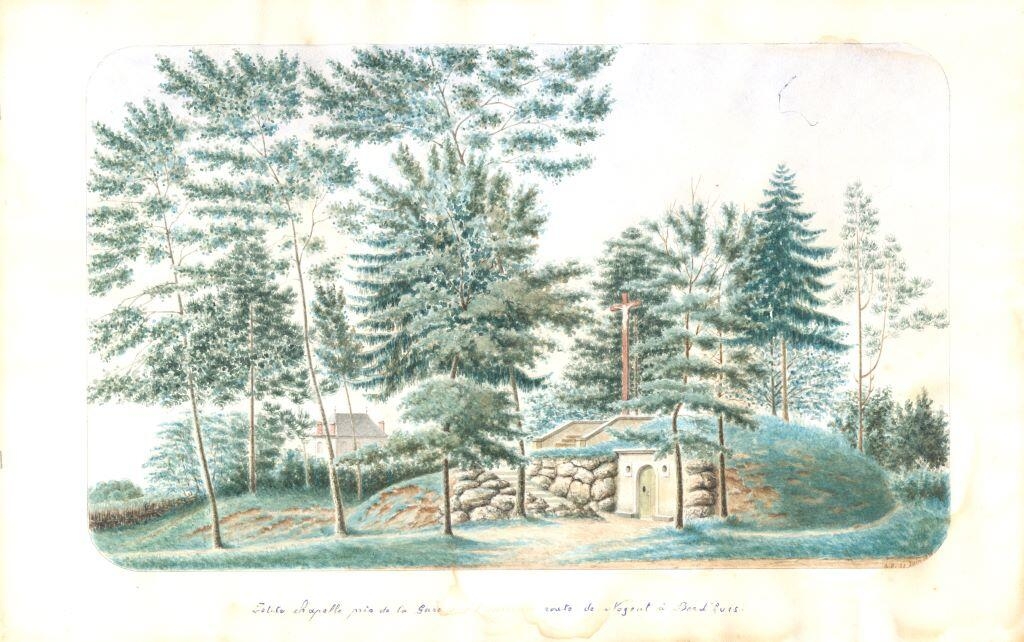 Petite chapelle près de la gare, sur l’ancienne route de Nogent à Berd’huis, Louis Auguste Jubault, 1878