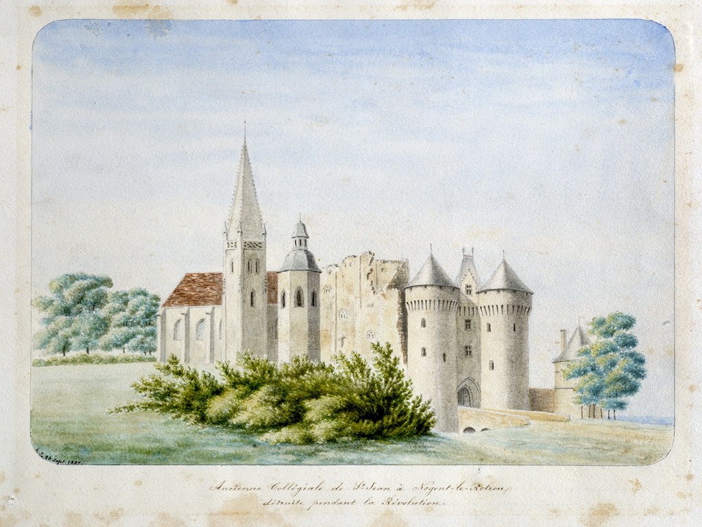 Ancienne Collégiale de Saint-Jean, à Nogent-le-Rotrou, détruite pendant la Révolution, Louis Auguste Jubault, 1887