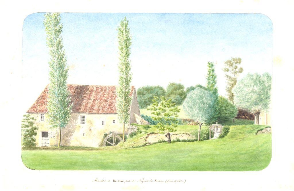 Moulin de Pas-d’eau, prés de Nogent-le-Rotrou, Louis Auguste Jubault, 1882