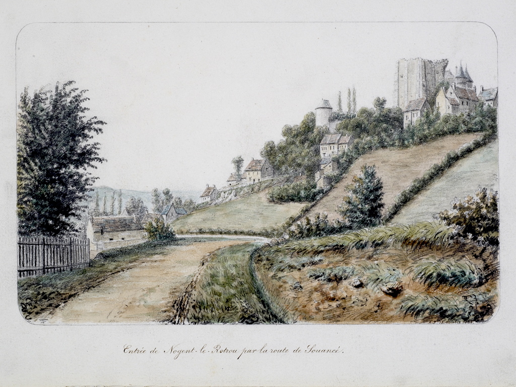 Entrée de Nogent-le-Rotrou par la route de Souancé, Louis Auguste Jubault, 1862