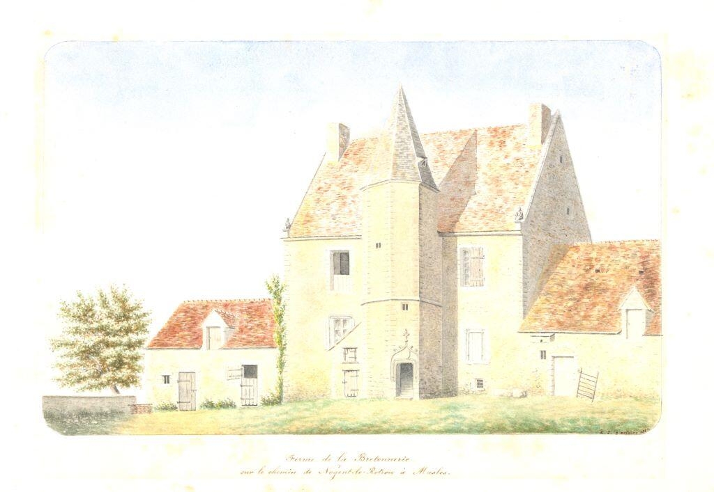 Ferme de la Bretonnerie, sur le chemin de Nogent-le-Rotrou à Masles, Louis Auguste Jubault, 1881