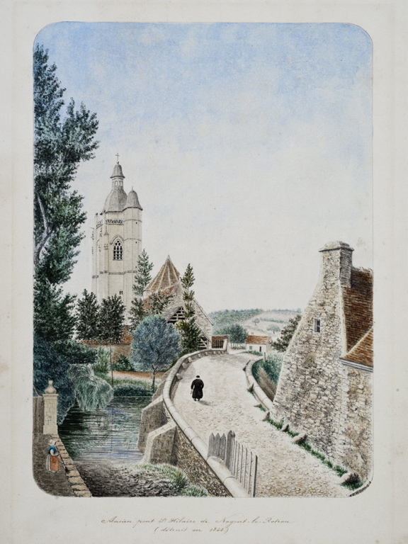 Ancien pont Saint-Hilaire de Nogent-le-Rotrou (détruit en 1853), Louis Auguste Jubault, 1873