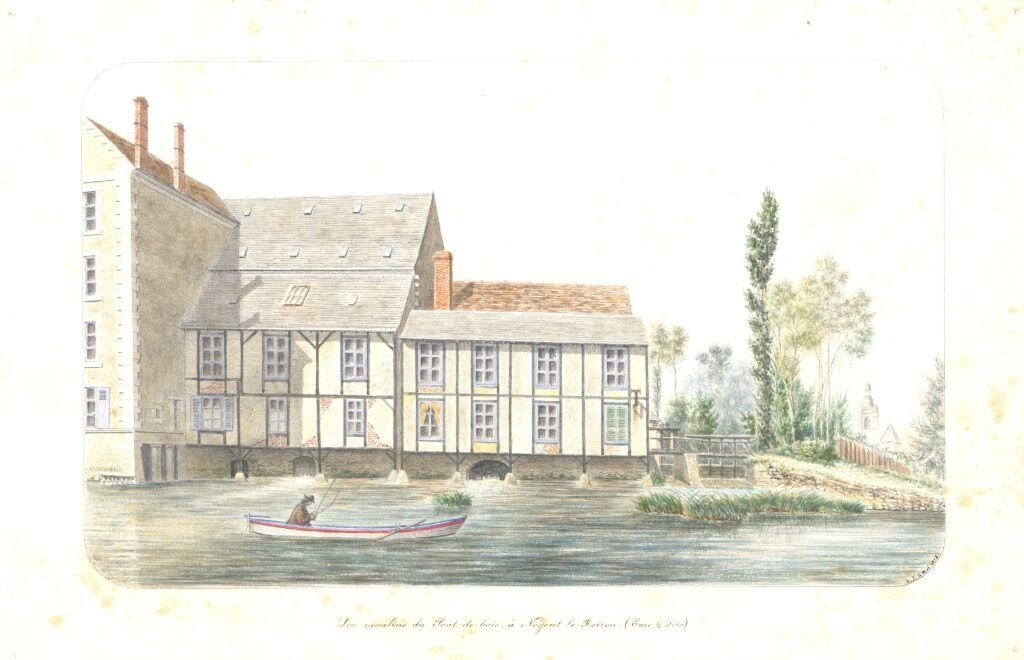 Les Moulins du Pont-de-Bois, à Nogent-le-Rotrou (Eure-et-Loir), Louis Auguste Jubault, 1874