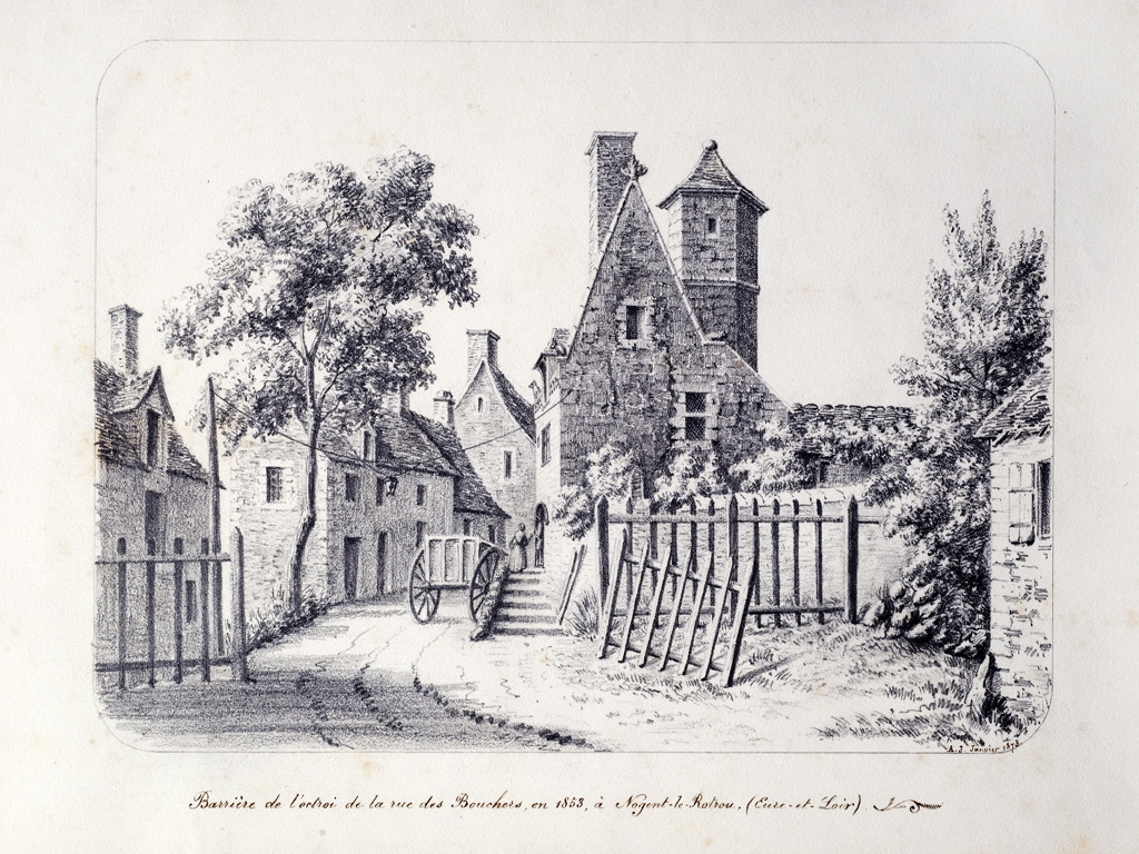 Barrière de l’octroi de la rue des Bouchers en 1853, à Nogent-le-Rotrou (Eure-et-Loir), Louis Auguste Jubault, 1873