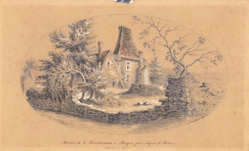 Maison de la Bourbonnaise à Margon près de Nogent le Rotrou (démolie en 1851), Louis Auguste Jubault, 1862