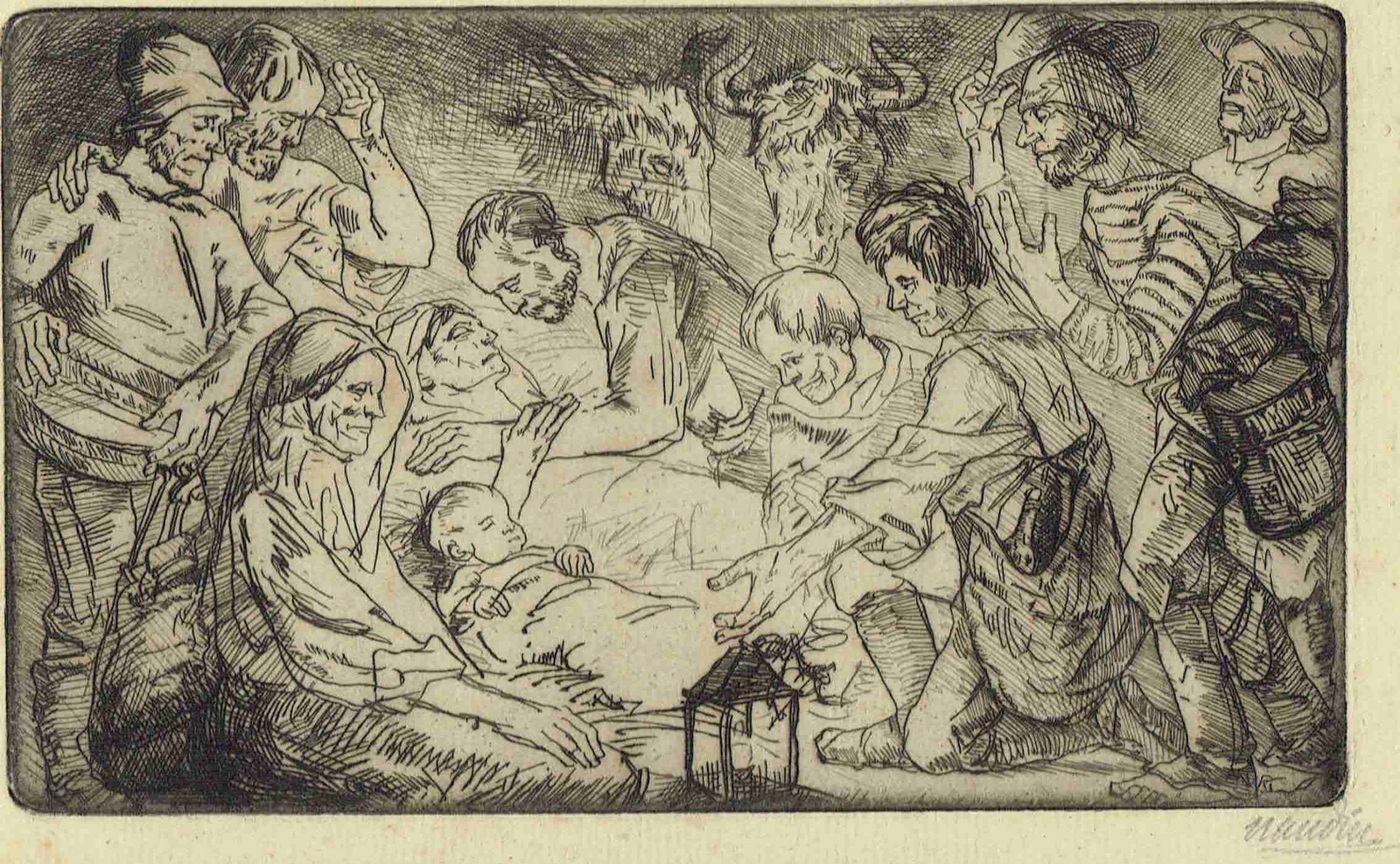 La petite nativité aux “va pieds nus”, la nativité, ou les “va pieds nus”, Bernard Naudin, 1912