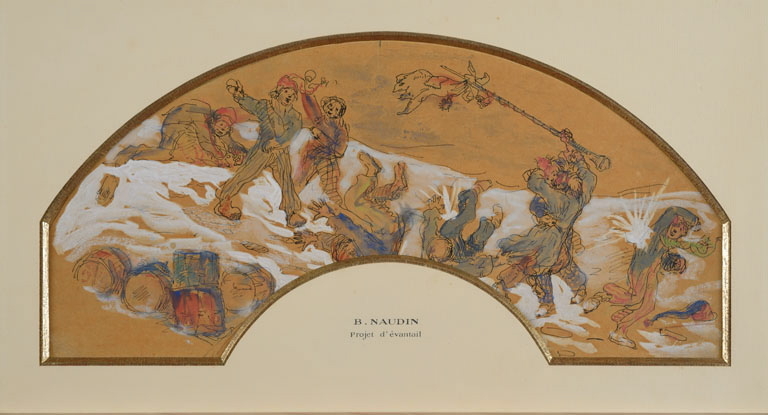 Projet d’éventail (scène de guerre), Bernard Naudin, 1946
