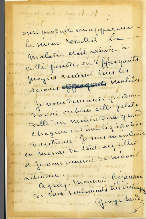 Lettre autographe signée de George SAND à Stanislas LIMOUSIN_1