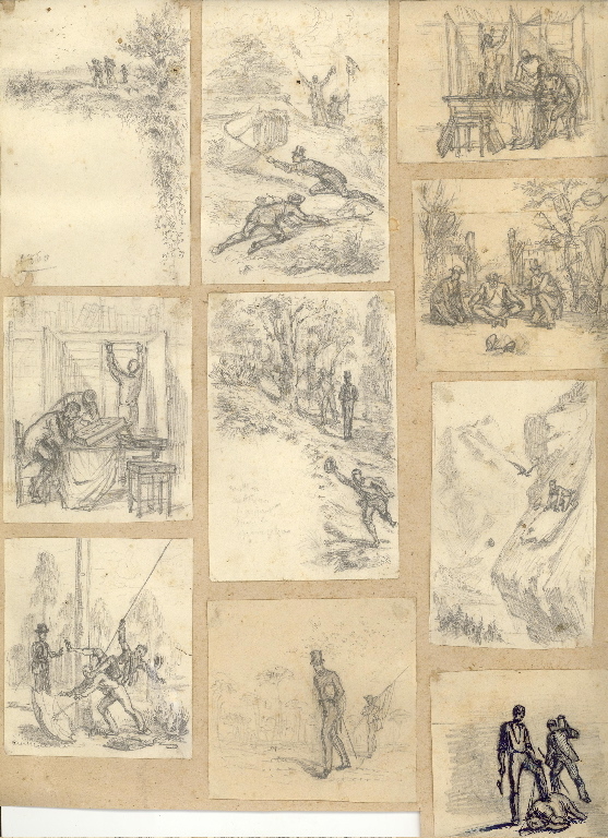 Planche de vignettes “La chasse aux papillons”, Maurice Sand, Avant 1889