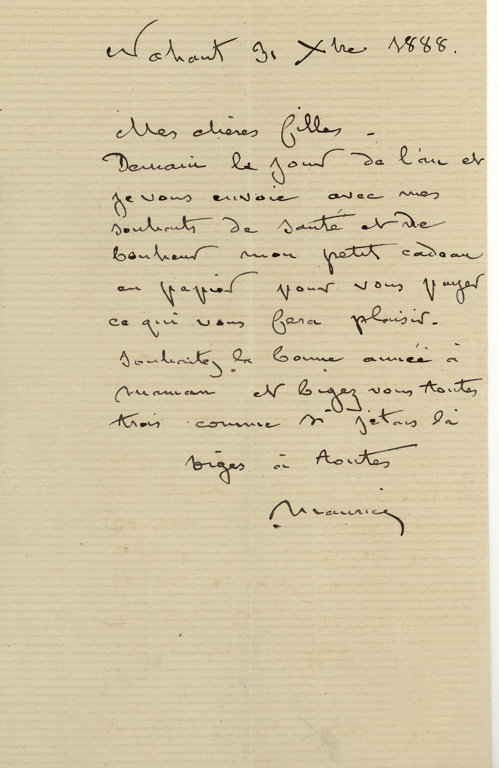 Lettre autographe signée de Maurice DUDEVANT-SAND à ses filles (Aurore et Gabrielle)_0