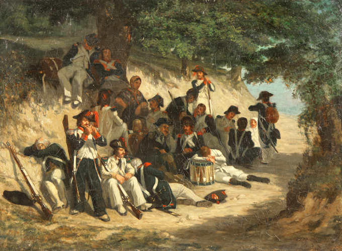 Halte des soldats de Napoléon, Maurice Sand, 1848