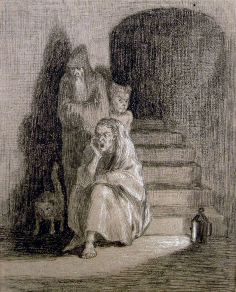 Groupe de personnages effrayés (titre factice), Maurice Sand, 1844