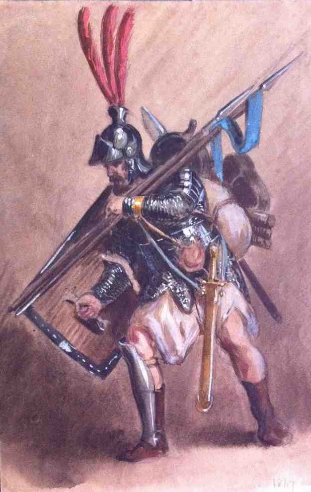 Soldat équipé avec lance et bouclier (titre factice), Maurice Sand, 1847