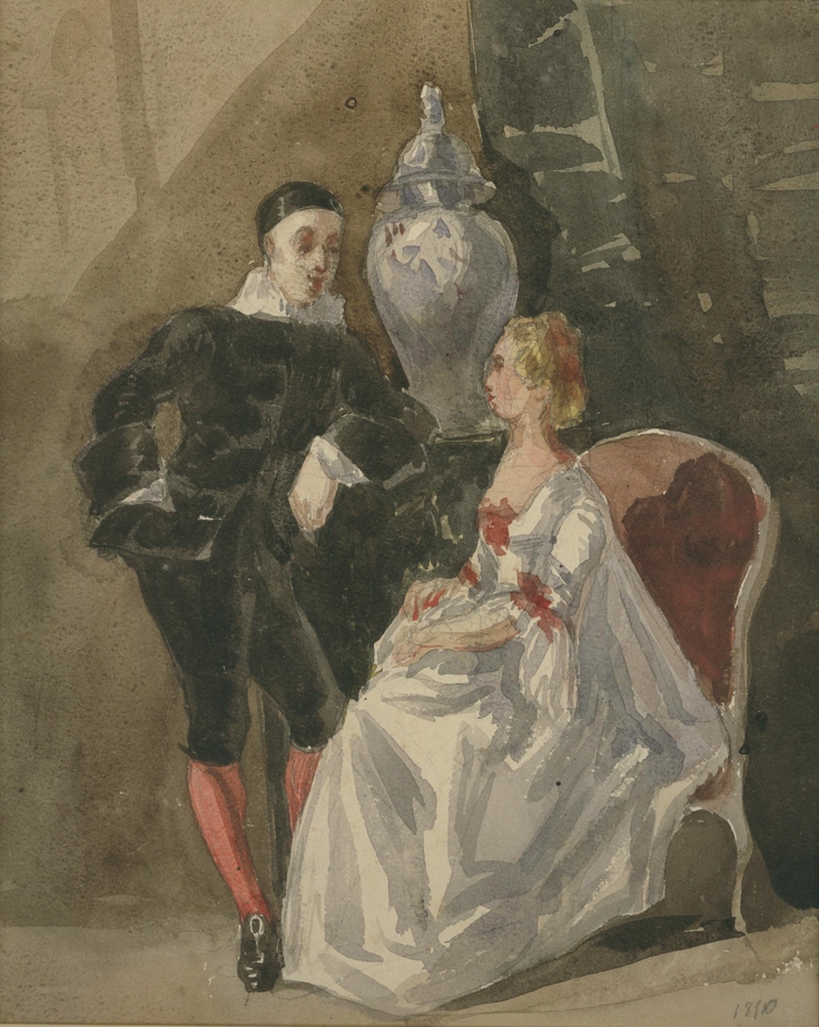 Pierrot et une jeune fille (titre factice), Maurice Sand, 1850