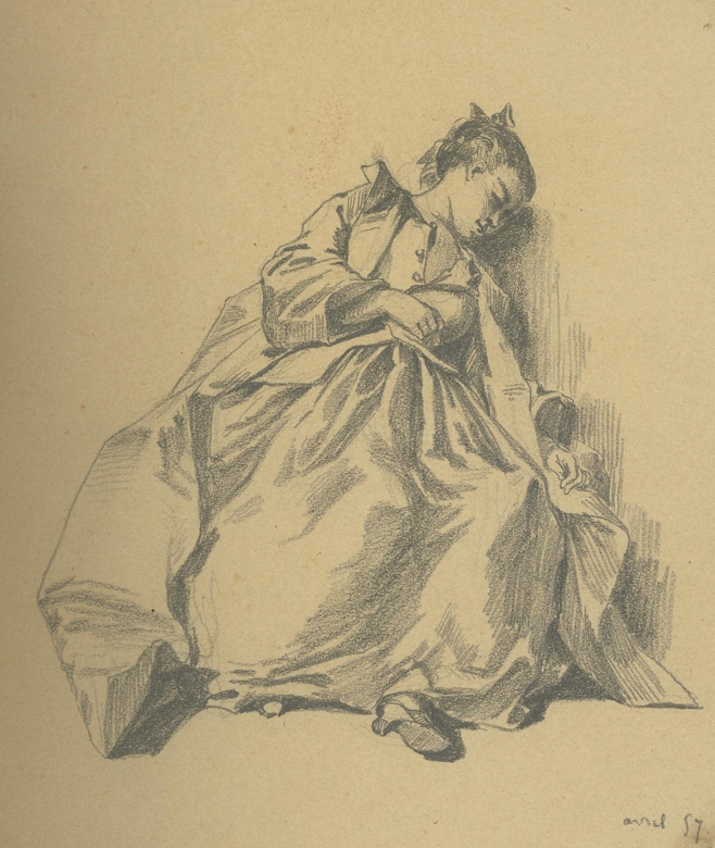 Jeune fille endormie dans un fauteuil (titre factice), Maurice Sand, 1851