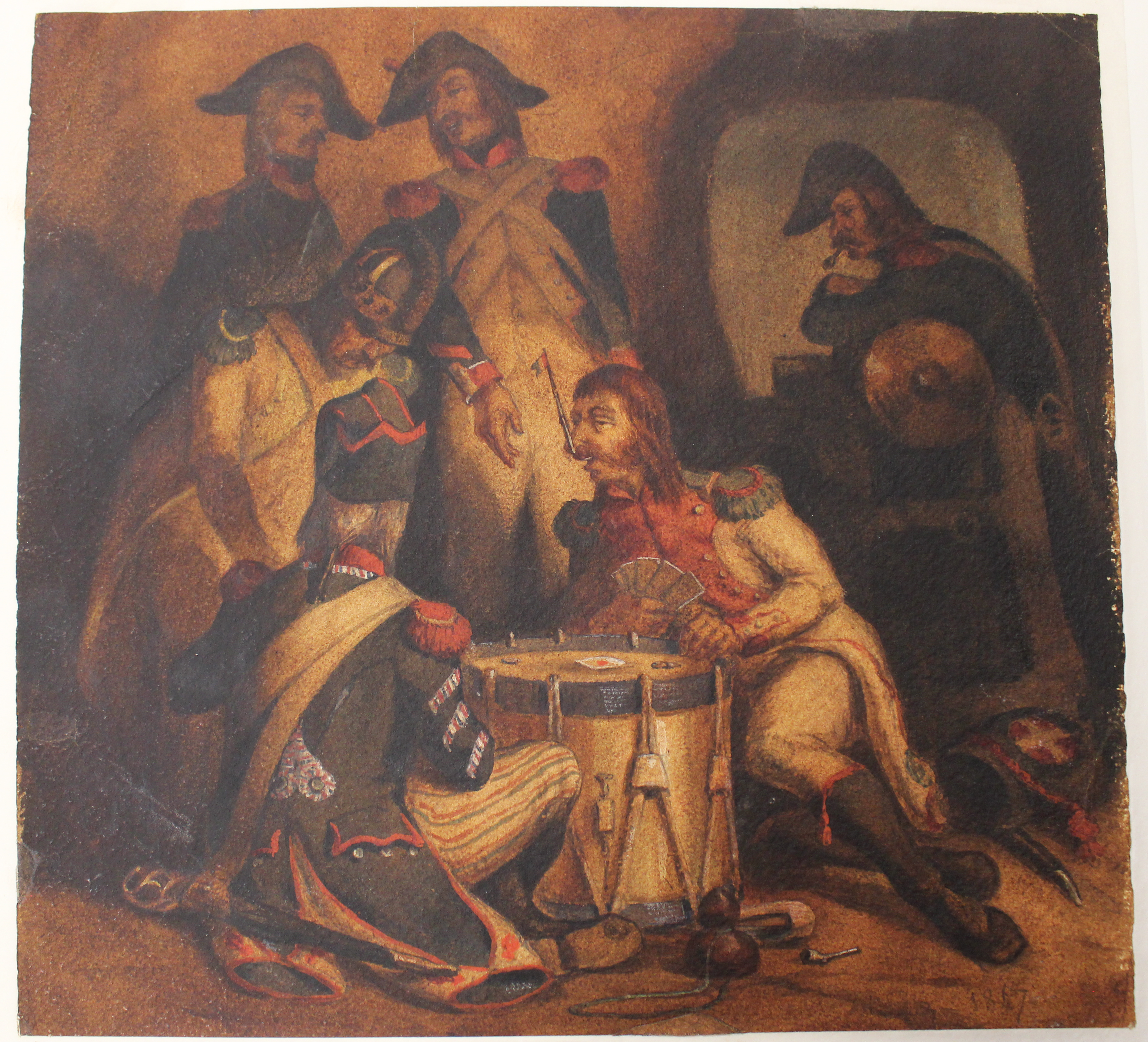 Soldats jouant aux cartes (titre factice), Maurice Sand, 1847