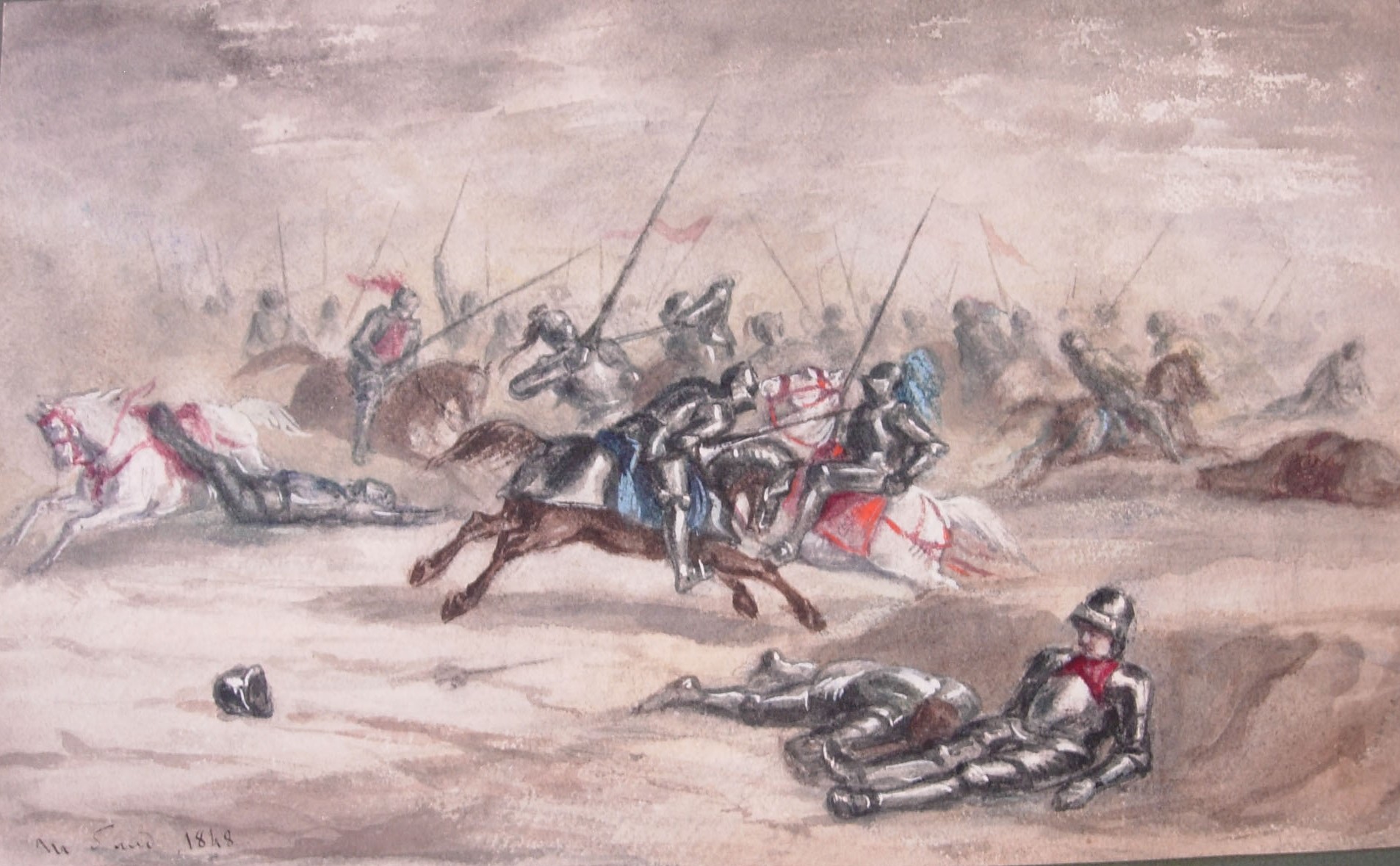 Combat de cavaliers (titre factice), Maurice Sand, 1848