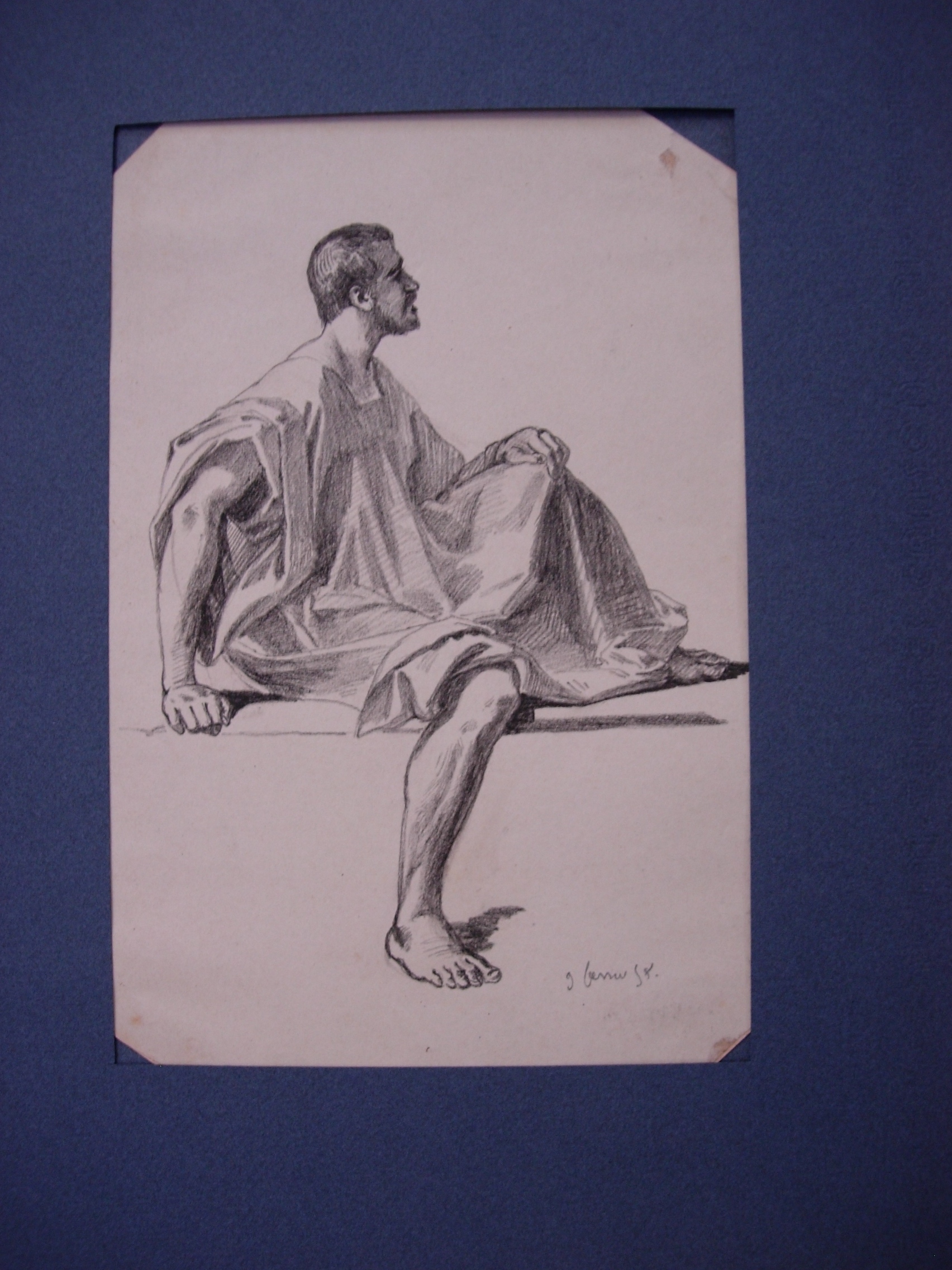 Personnage en toge assis (titre factice), Maurice Sand, 1858