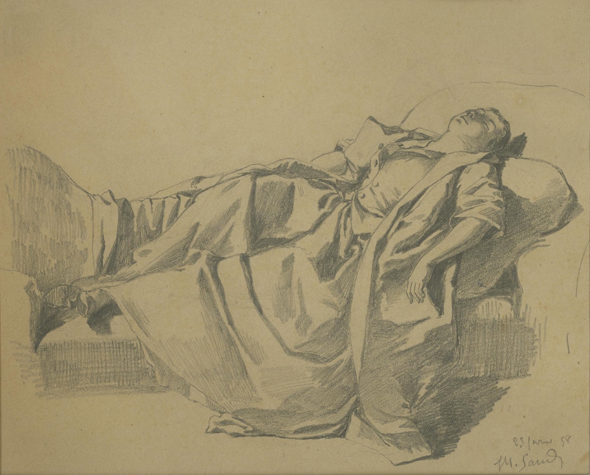 Jeune femme endormie (titre factice), Maurice Sand, 1858