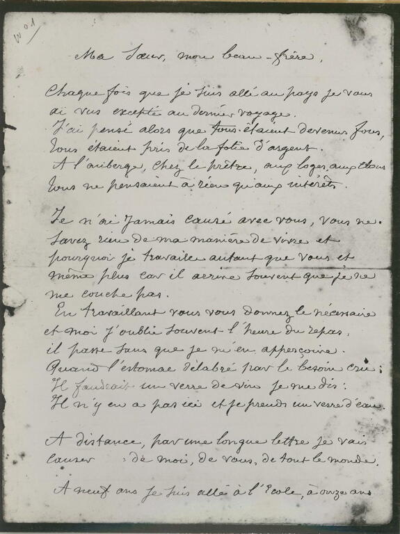 Lettre du sculpteur NICOLAY à sa soeur et à son beau-frère_0