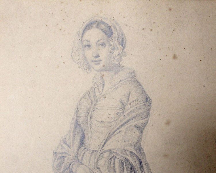 Portrait d'une jeune femme de l'entourage de George SAND (portrait présumé de Solange Sand), Jean-Joseph-Bonaventure Laurens, 1840