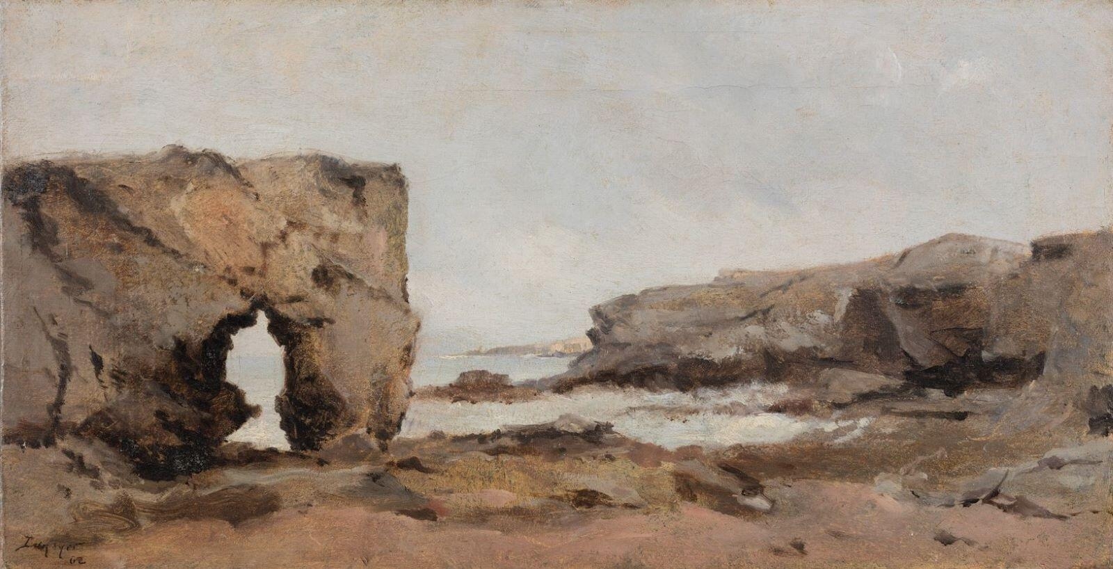 Falaise de Préfailles, Loire Inférieure., Emmanuel Lansyer, 1862
