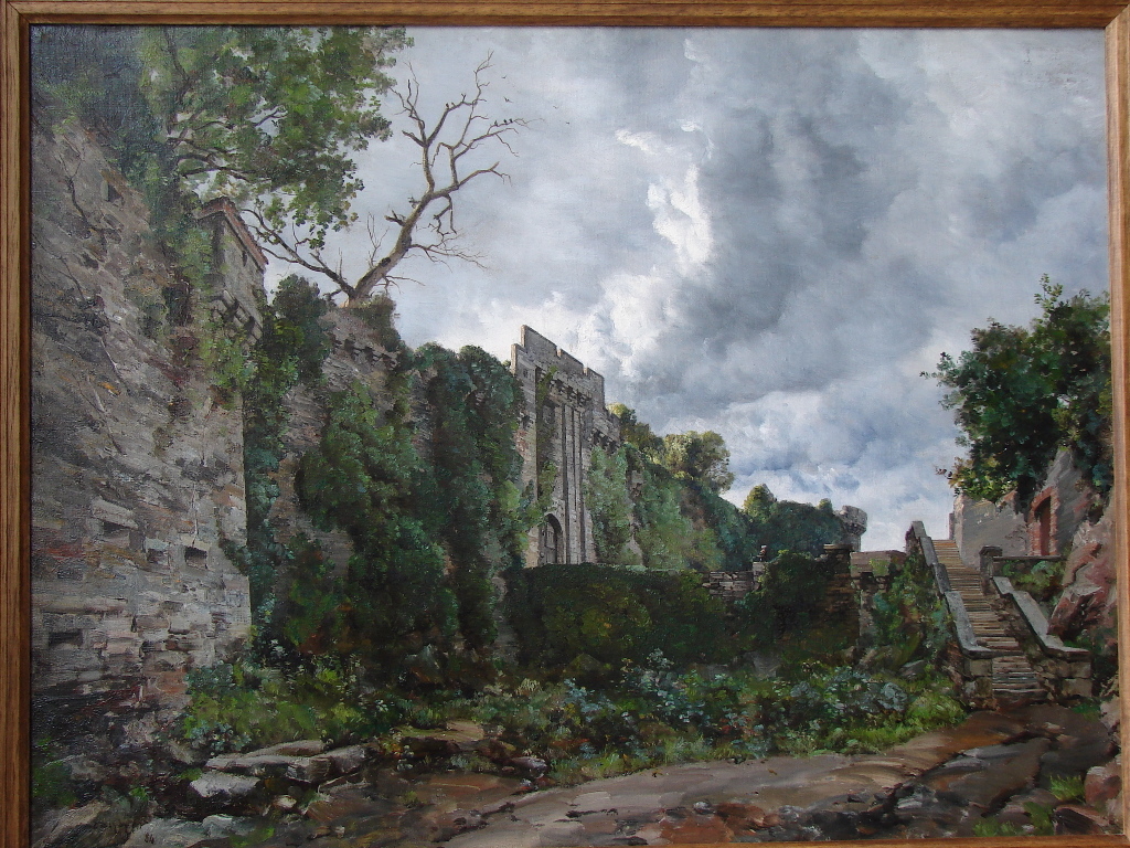 Grande porte d’entrée du Château de Clisson, vue prise du bas de l’escalier descendant vers la Léore., Emmanuel Lansyer, 1884