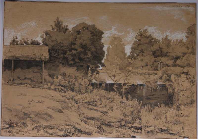 Déversoir du moulin Godard, cascades de Cernay. (Titre inscrit), Emmanuel Lansyer, 1862
