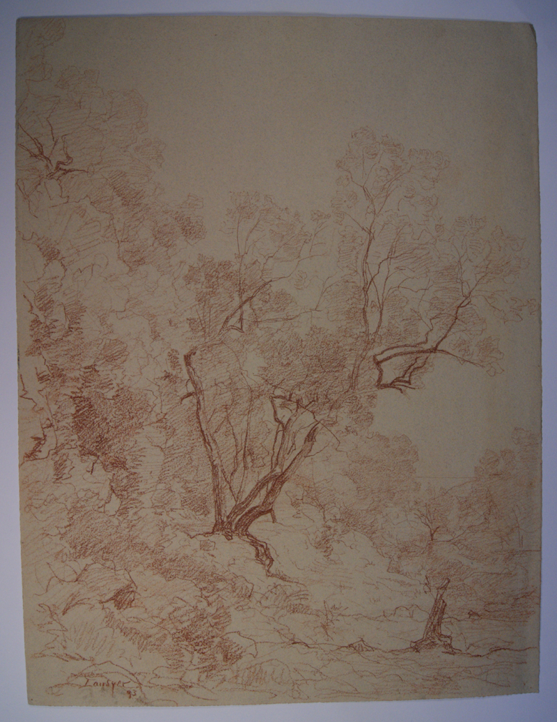 Dans le Vallon de l’Evêque près du Cap Martin à Menton. (Titre inscrit), Emmanuel Lansyer, 1893