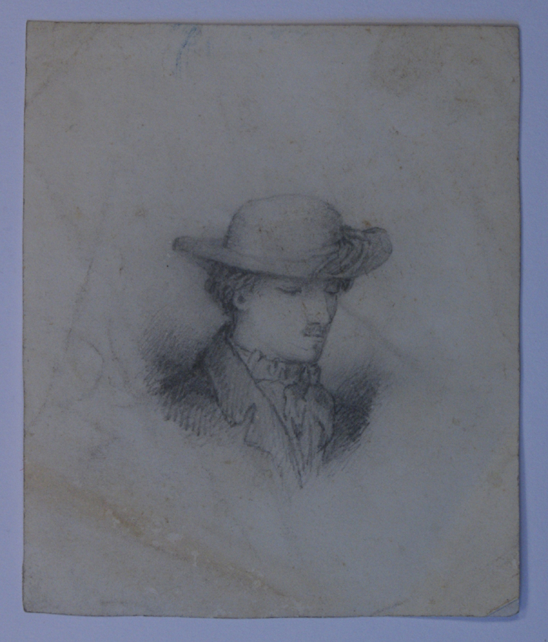 Portrait de jeune homme au chapeau. (Titre factice), Emmanuel Lansyer, 1850