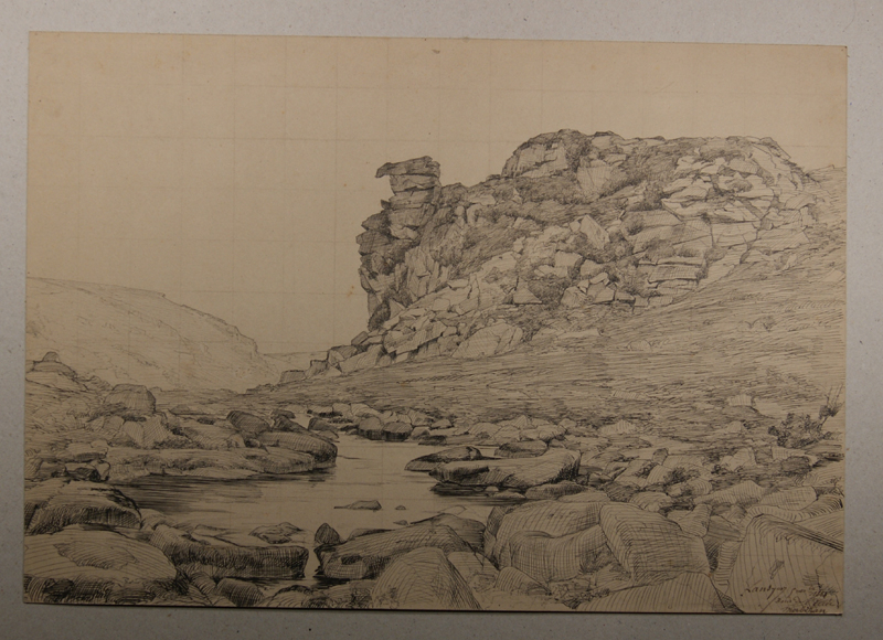 Les bords de l’Ellée au Faouët. (Titre inscrit), Emmanuel Lansyer, 1864