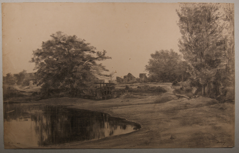 Bords de l’étang des forges de Mondon (Haute-Vienne). (Titre inscrit), Emmanuel Lansyer, 1861