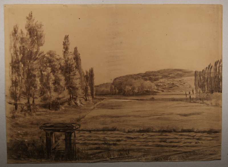 Entre Genillé et Montaigu près de Loches. (Titre inscrit), Emmanuel Lansyer, 1861