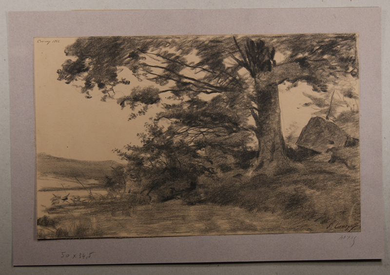 Le gros chêne du grand étang de Cernay. (Titre inscrit), Emmanuel Lansyer, 1862