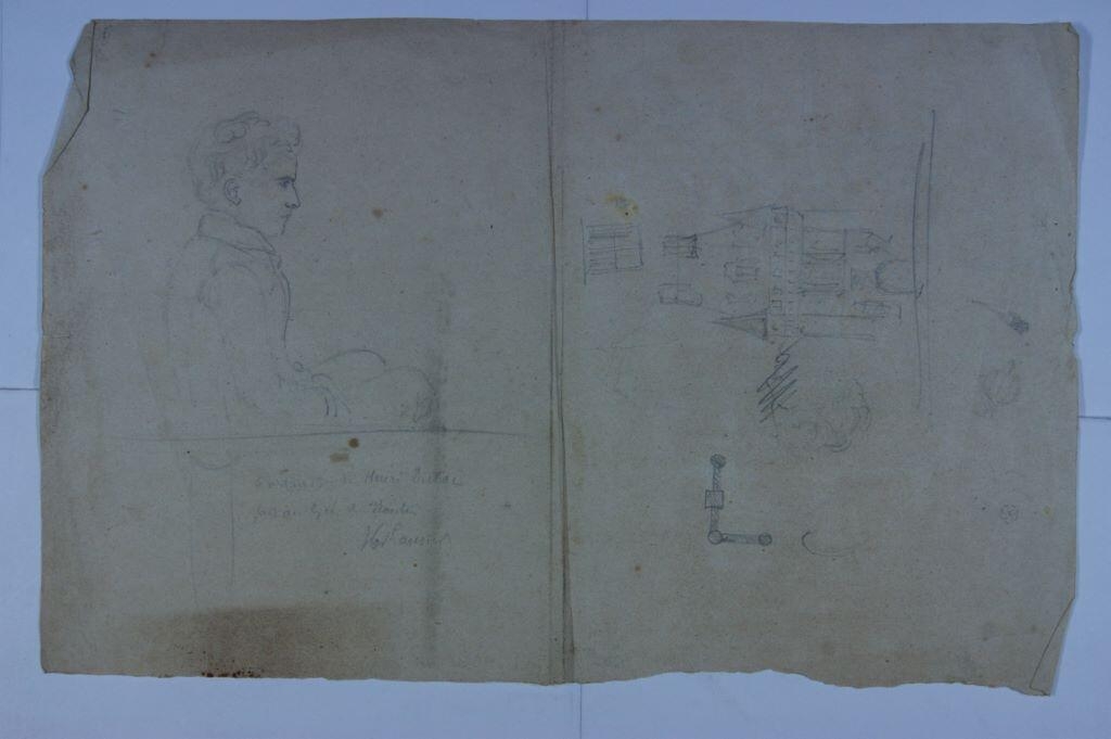 Portrait d'Henri Dulac, portrait de Saffray, fait au lycée de Nantes. (Titre inscrit), Emmanuel Lansyer, 1850
