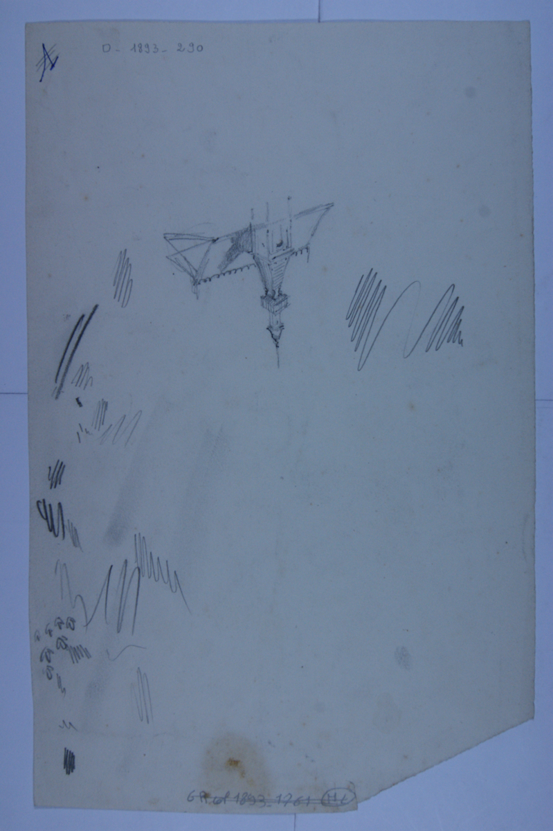 Neuf dessins : escaliers, lucarnes, façade de maison en élévation. (titre factice)_1