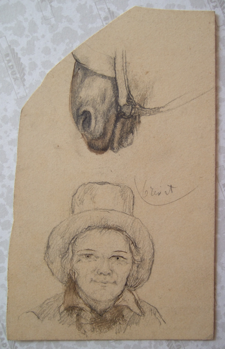 Nez de cheval et portrait de femme. (titre factice), Brivet, 19e siècle