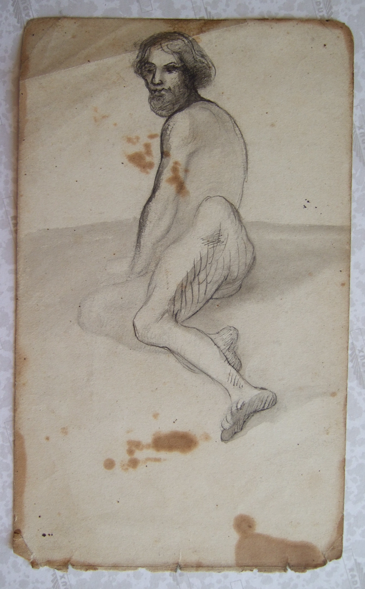 Homme assis de côté. (titre factice), Brivet, 19e siècle
